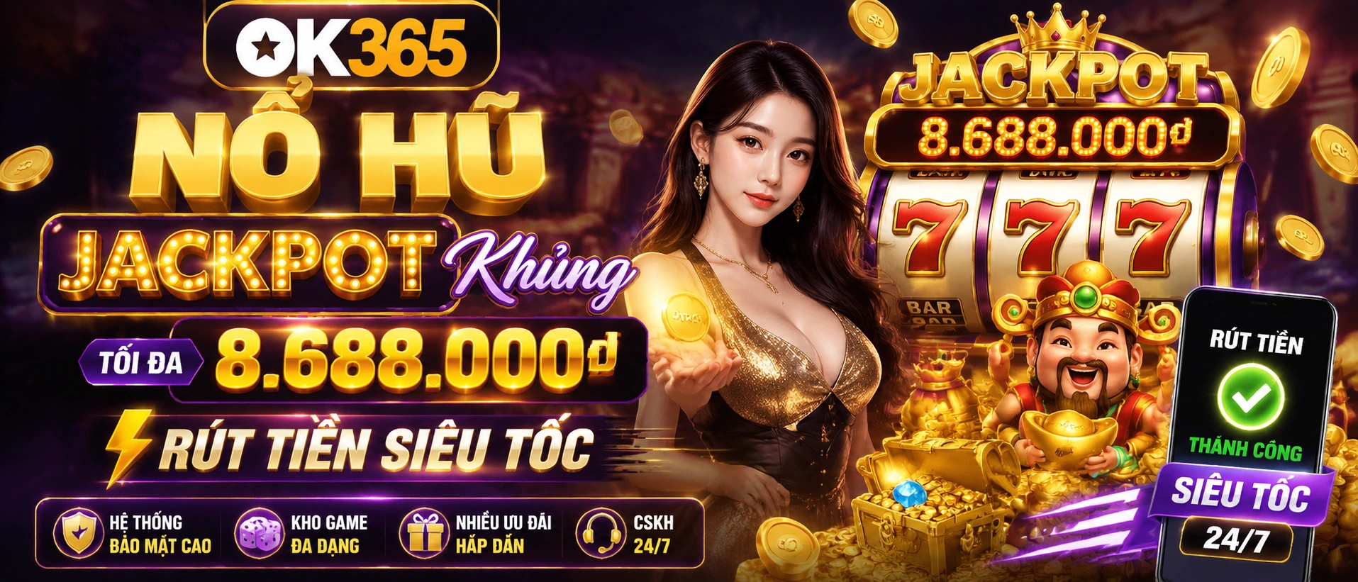 Ảnh minh họa khu game Nổ Hũ nổi bật trên ok365.com.bz